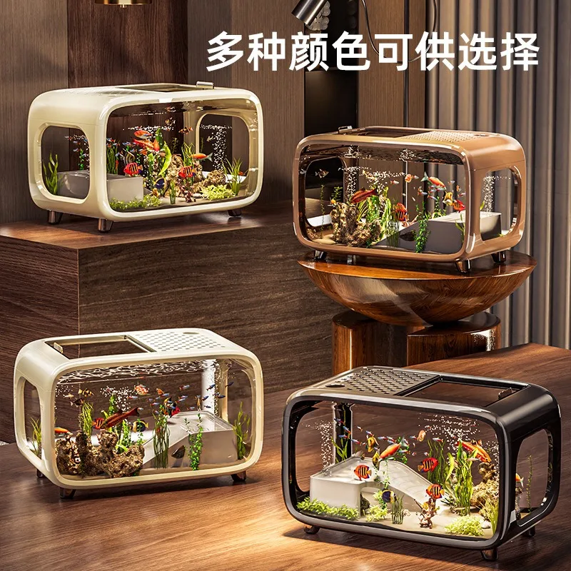 Petit aquarium de bureau créatif, léger avec couvercle et haute transparence