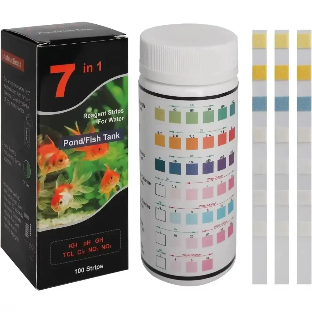 Bandelettes de test de qualité de l'eau pour aquarium (pH, nitrites, nitrates)