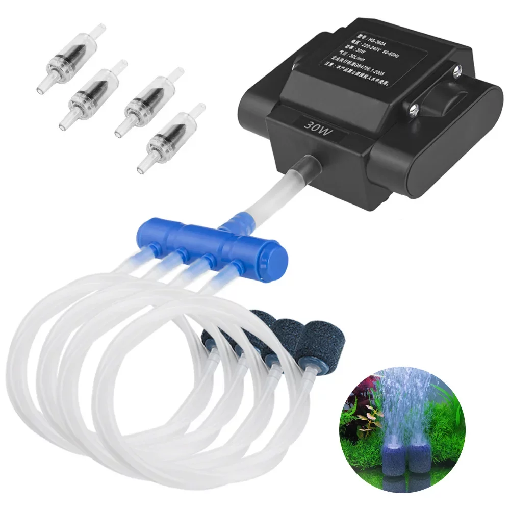 Pompe à air électromagnétique 110/220V compresseur 4 voies pour aquarium