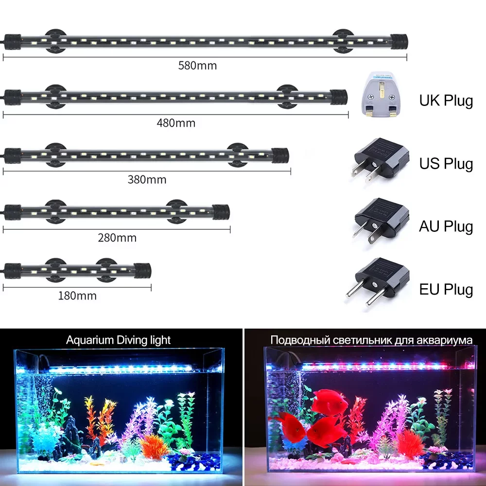 Rampe LED étanche à pince pour aquarium, 90-260V