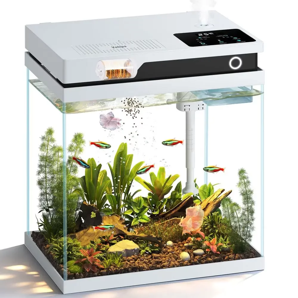 Petit aquarium complet 16L, distributeur automatique et LED 8 couleurs