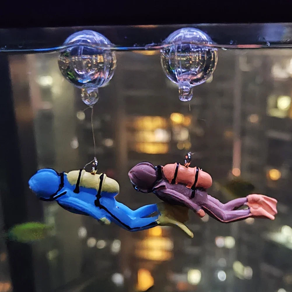 Mini ornements fluorescents pour aquarium (personnages, plantes, pierres, tortue)