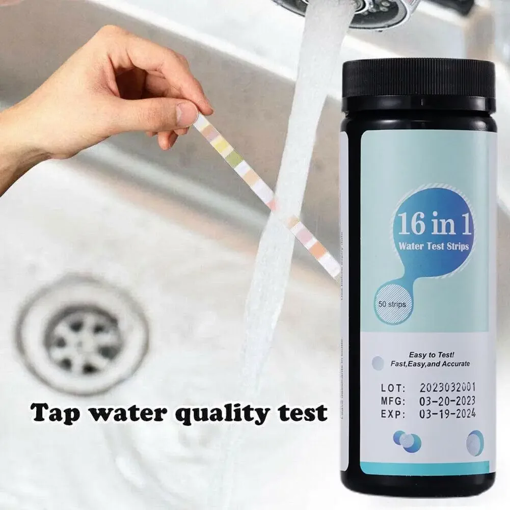 Kit de test 16-en-1 pour aquarium (pH, dureté, fer, nitrates, nitrites), 100 bandelettes