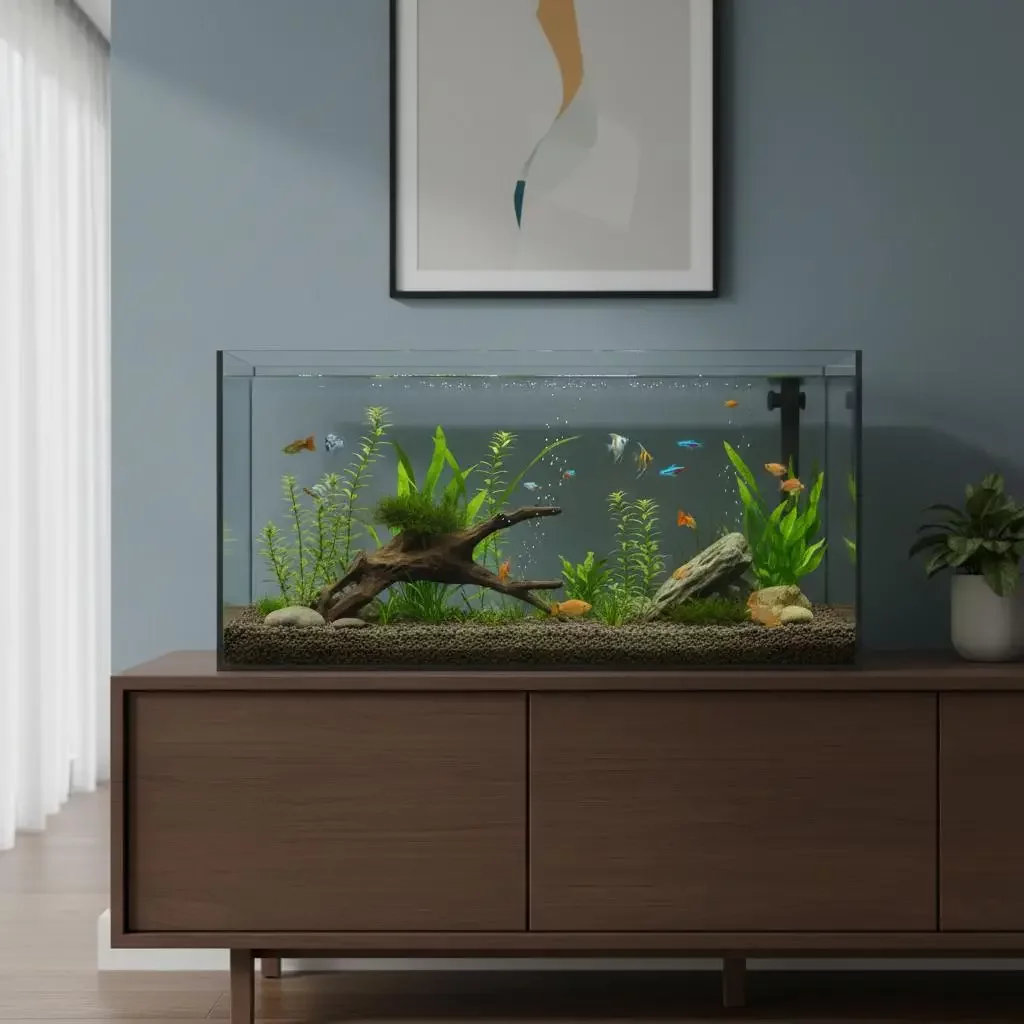 Aquarium de bureau en verre avec rangement, 60x30x30 cm