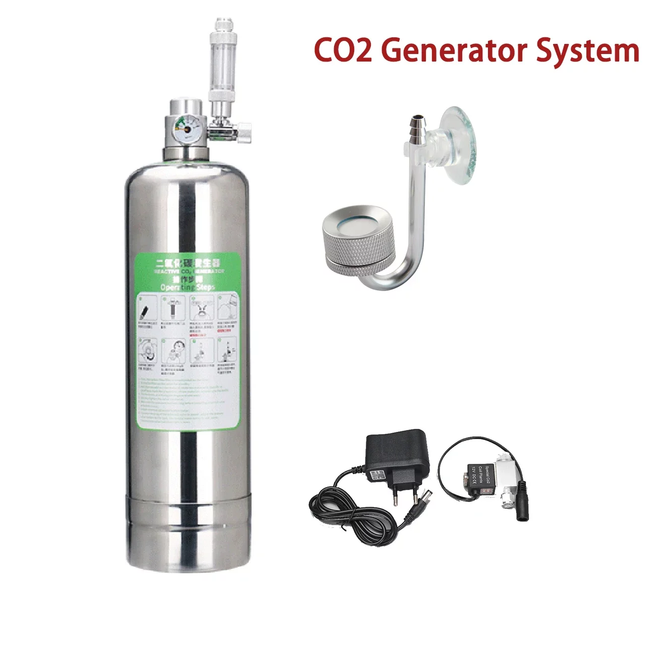 Kit générateur de CO2 pour aquarium en acier inoxydable, système à réaction