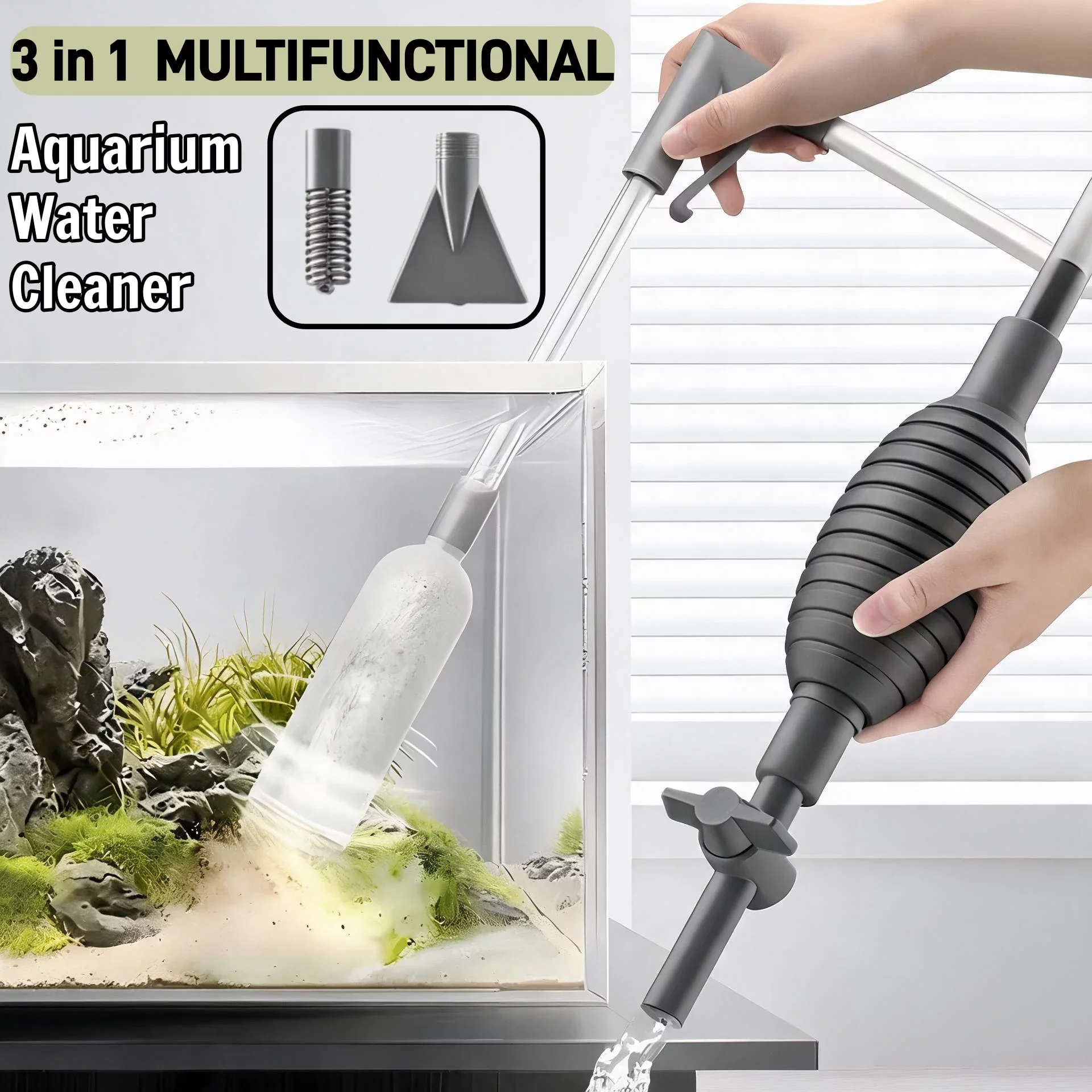 Kit de pompe à aspiration pour aquarium, changement d'eau et nettoyage du sable