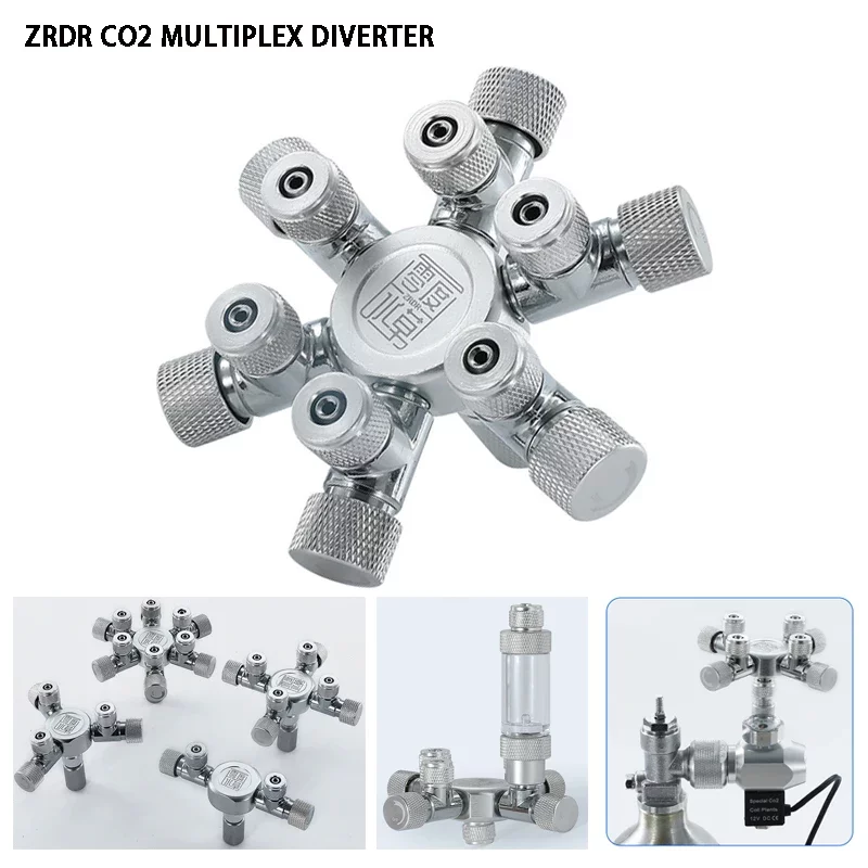 Répartiteur de CO2 pour aquarium, valve multidirectionnelle alliage aluminium 2 à 6 voies