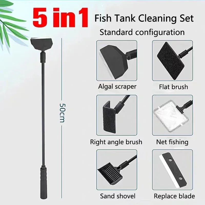 Kit d'outils de nettoyage d'aquarium, grattoir, filet et éponge