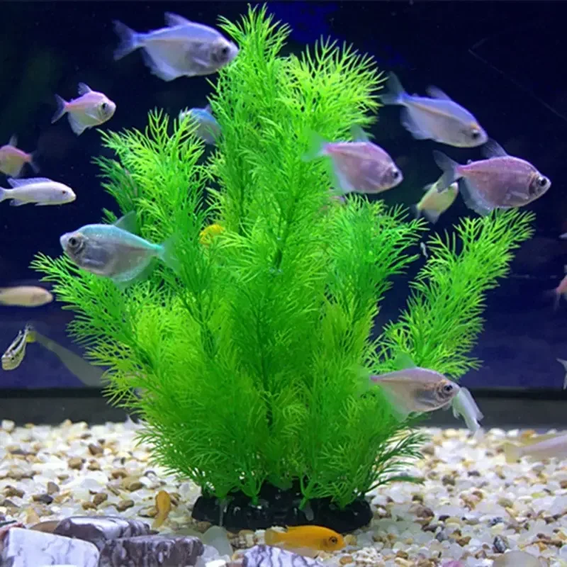 Plantes aquatiques artificielles en plastique, herbe sous-marine pour décor d'aquarium