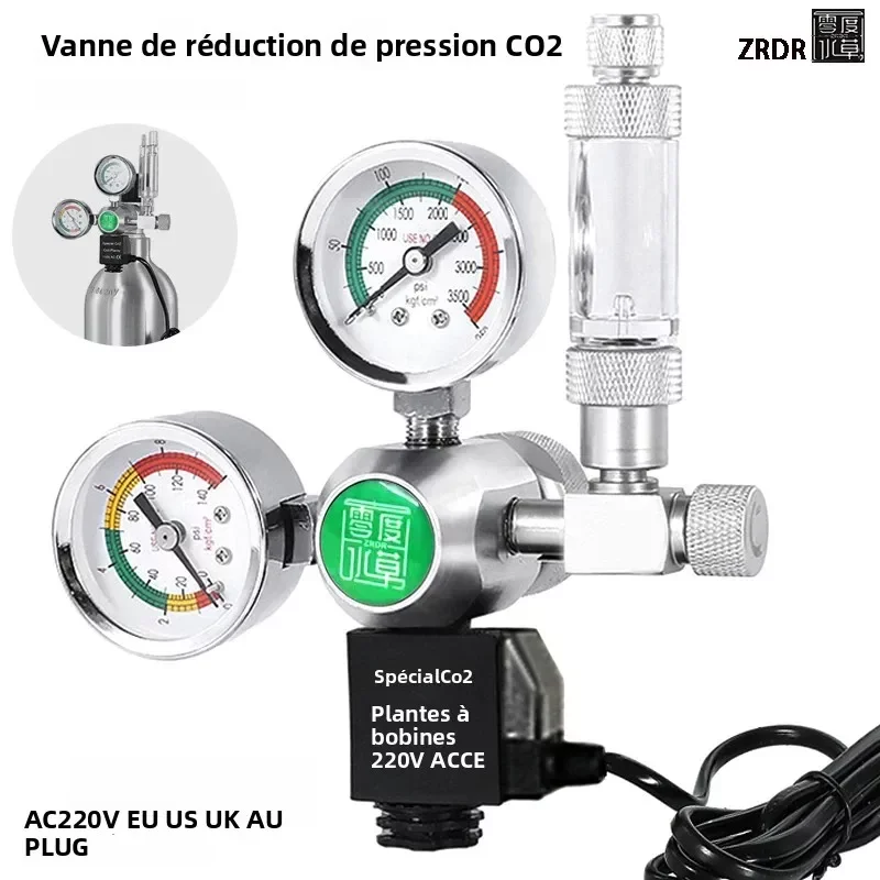 Régulateur de CO2 pour aquarium avec solénoïde, compteur de bulles et détendeur