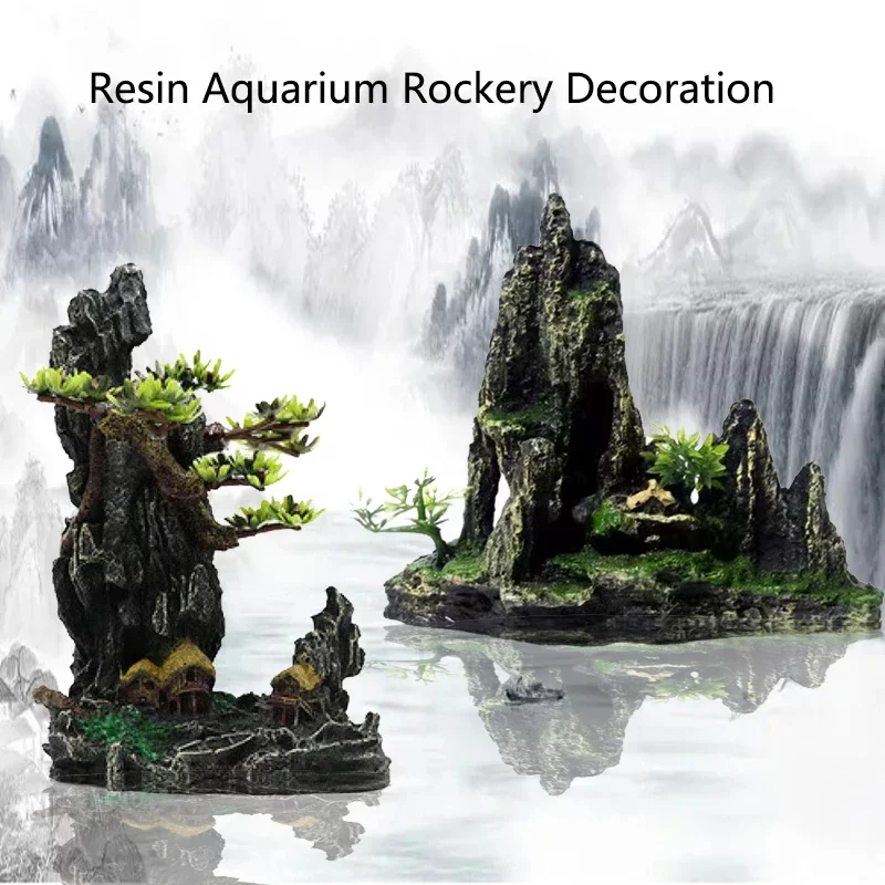 Décor résine roche montagne et grotte pour aquarium