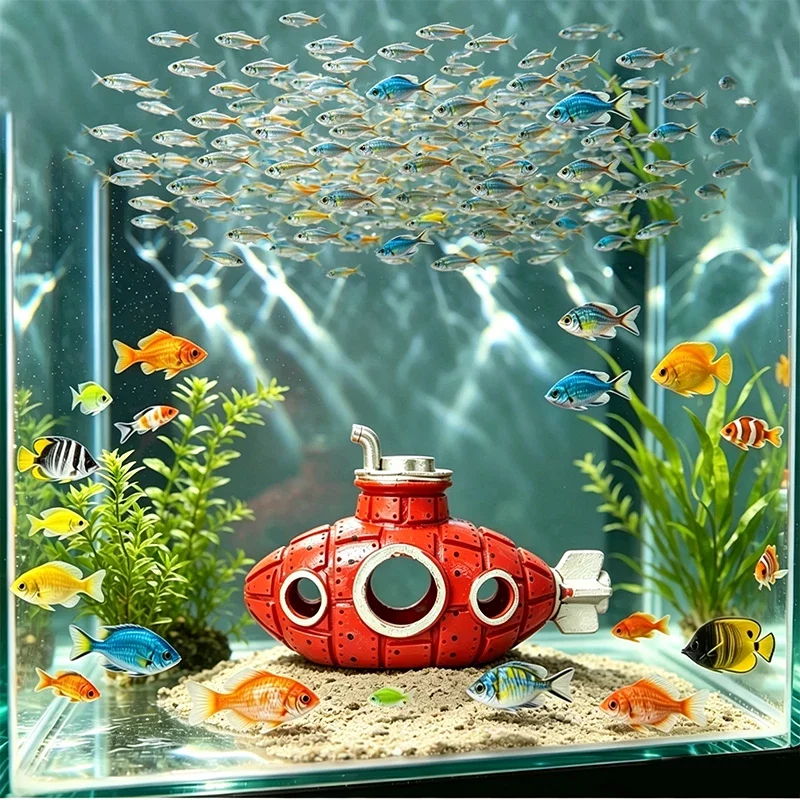 Ornement résine abri et grotte pour poissons et crevettes