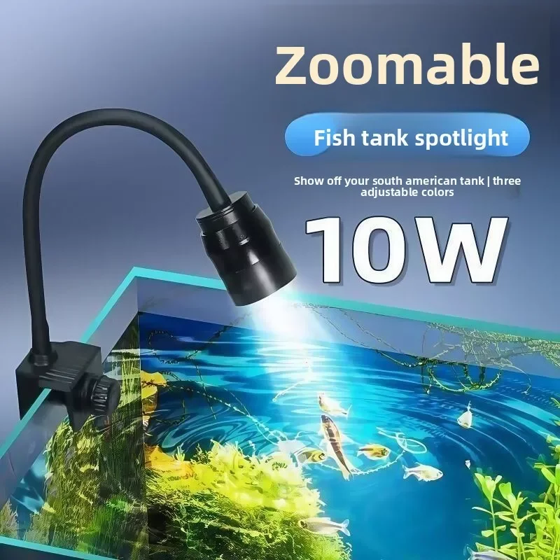 Lampe LED à clip 3 couleurs pour aquarium, projecteur étanche