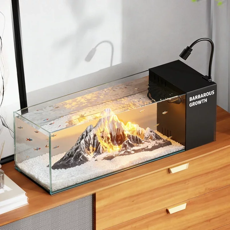 Aquarium de table en verre à filtration cyclique et éclairage