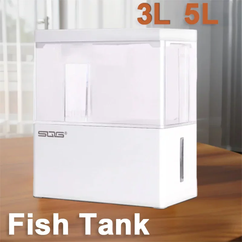 Mini aquarium de bureau 3L ou 5L avec filtre à bouton et pompe