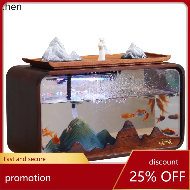 Aquarium de bureau ZML à eau courante et rocaille décorative