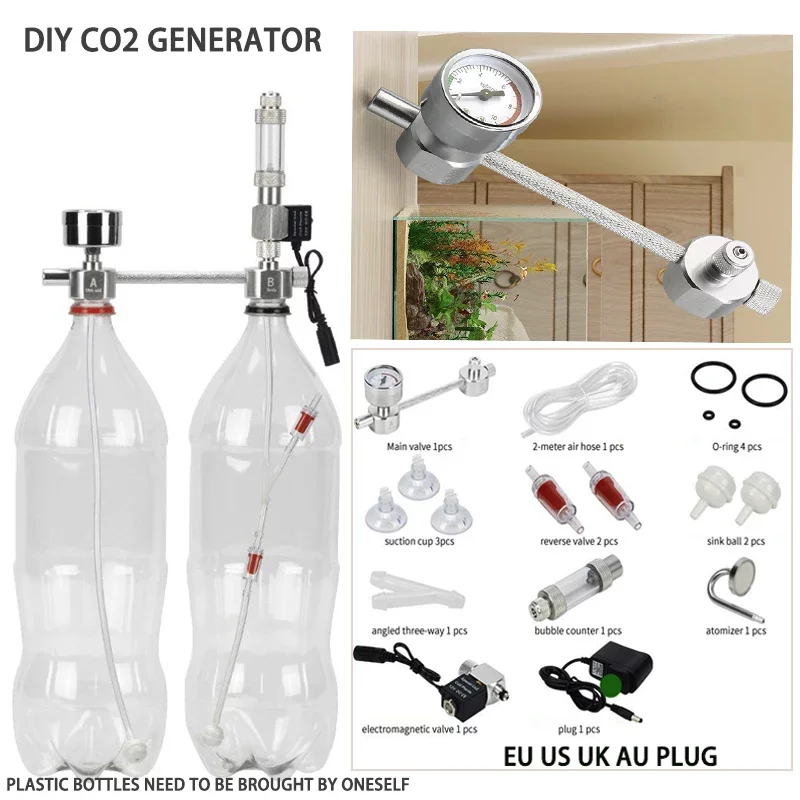 Kit CO2 aquarium ZRDR avec électrovanne et diffuseur