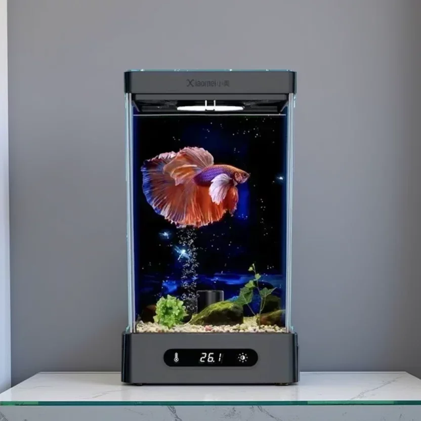 Nano-aquarium de bureau auto-circulant avec éclairage LED